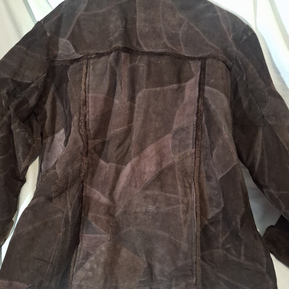 Elegant Brown Leather Patchwork Jacket - image 8